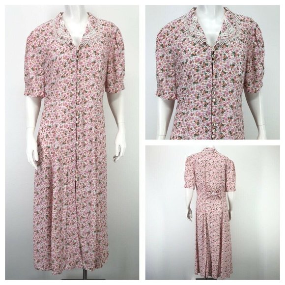 Betsy Lauren Dresses & Skirts - Vintage 90's Floral Dress 11 12 Cottagecore Lace